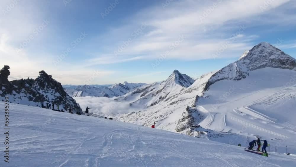 Above the clouds on a Hintertux glacier (Austrian alps) Above the clouds on a Hintertux glacier (Austrian alps)