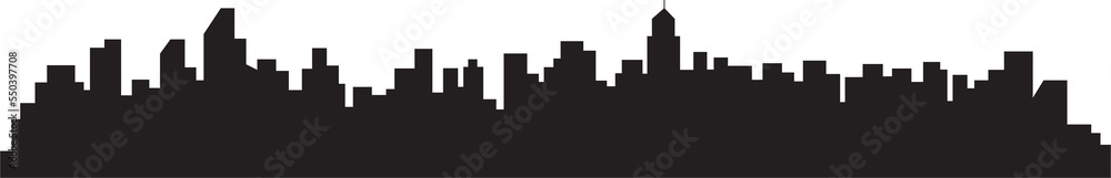 modern cityscape skyline silhouette drawing.