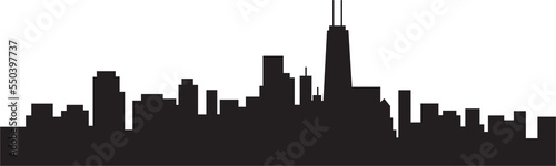 modern cityscape skyline silhouette drawing.