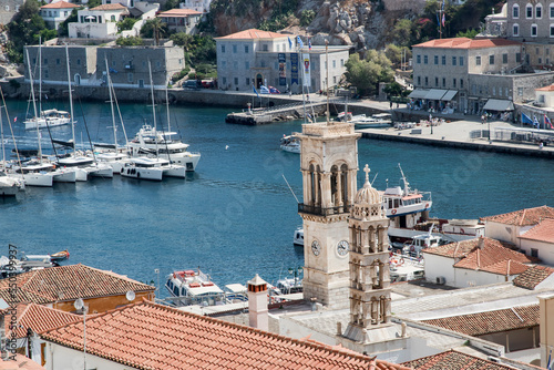 Fototapeta Naklejka Na Ścianę i Meble -  View of small Mediterranean town in sunny summer day