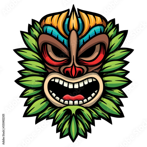 Hawaiian mask of tiki god - vector illustration