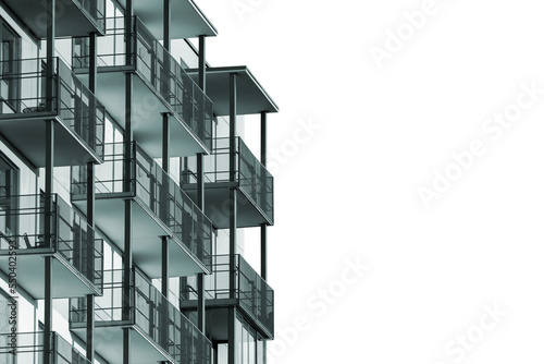 Billede på lærred Apartment building with balconies isolated