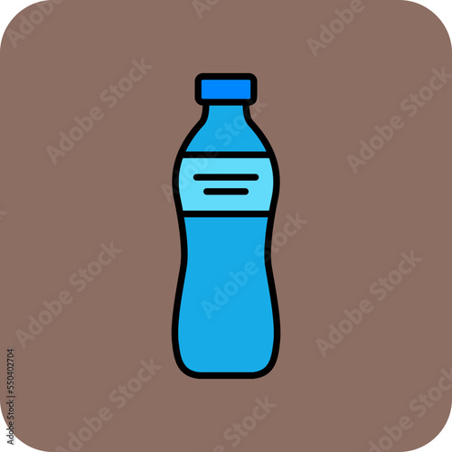 Water Bottle Multicolor Round Corner Filled Line Icon