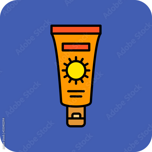 Sunscreen Multicolor Round Corner Filled Line Icon