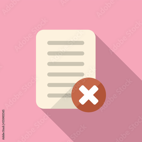 Rejected document icon flat vector. Message digital. Button web