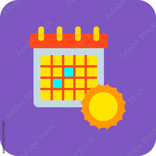 Calendar Multicolor Round Corner Flat Icon