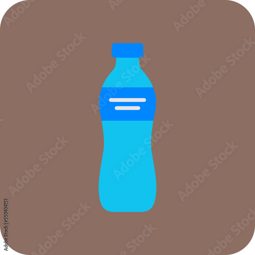 Water Bottle Multicolor Round Corner Flat Icon