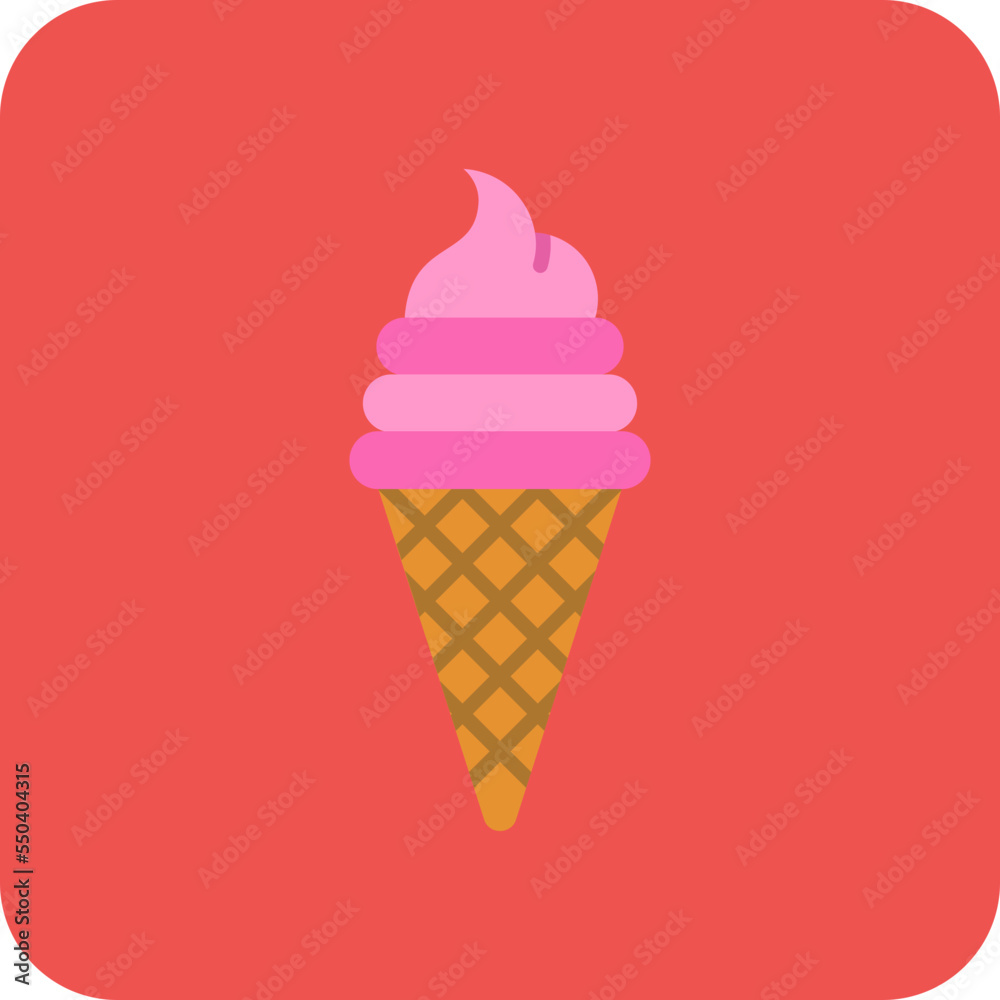Ice Cream Multicolor Round Corner Flat Icon