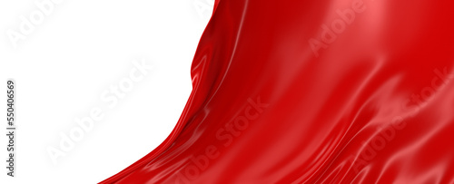 Beautiful flowing fabric of red wavy silk or satin