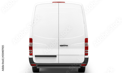 back view of van isolated on empty background for mockup