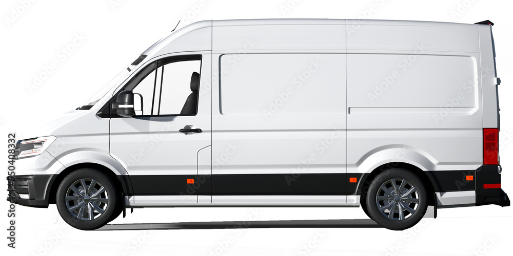 white van isolated on empty background for mockup