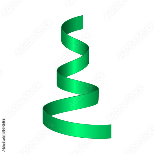 Green ribbon pieces isolated on a white background