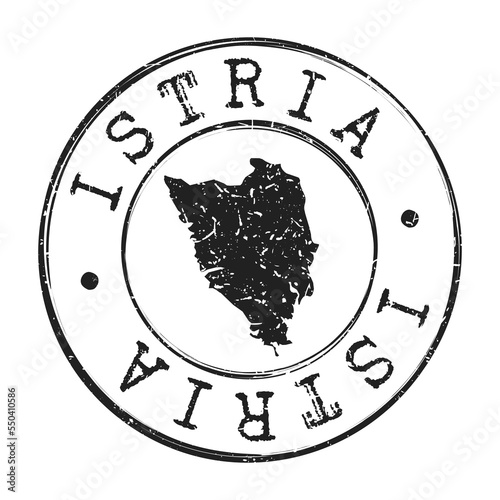 Istria County, Croatia Silhouette Postal Passport. Stamp Round Vector Icon Map. Design Travel Postmark.  photo