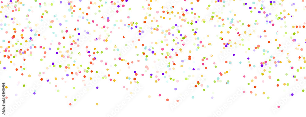 Multicolor confetti abstract background with a lot of falling pieces, isolated on a white background. Festive decorative tinsel element for design Multicolor confetti abstract background with a lot of falling pieces, isolated on a white background. Festive decorative tinsel element for design