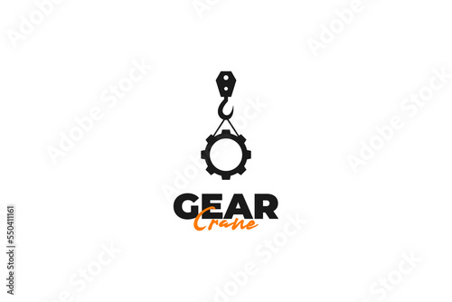 Gear crane logo design vector template illustration idea