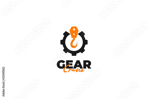 Gear crane logo design vector template illustration idea