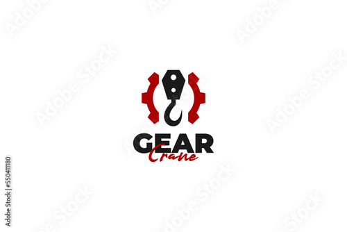 Gear crane logo design vector template illustration idea