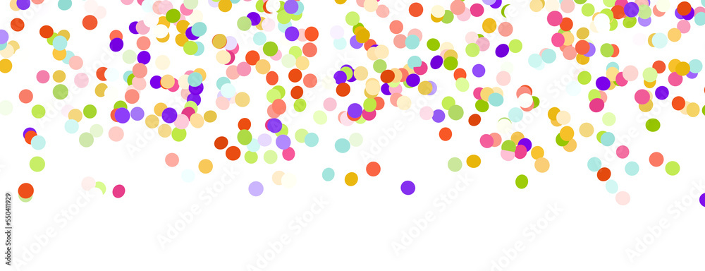  Colorful assorted confetti with serpentine on white