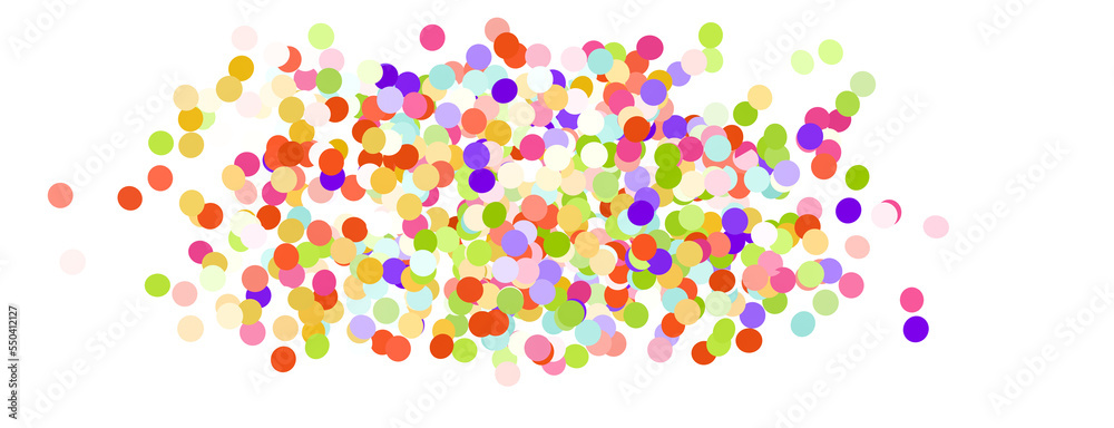  Colorful assorted confetti with serpentine on white