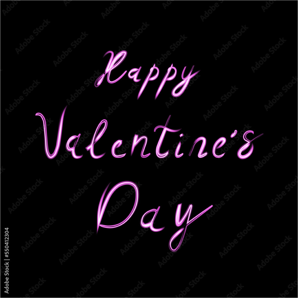 Vector isolated lettering happy valentines day with neon effect.