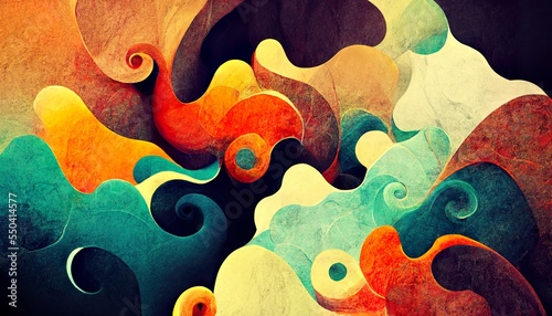 close up of colorful abstract painting digital art