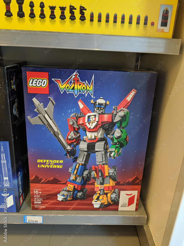 Lego Voltron Defender of the Universe toy for sale inside Lego Store Stock  Photo | Adobe Stock