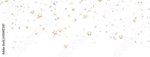 Snowflakes and bokeh lights on the blue Merry Christmas background. 3D render