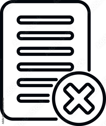 Rejected document icon outline vector. Message digital. Button web