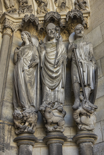 Laon Cathedral  Notre-Dame de Laon   Catholic Cathedral  one of most important examples of Gothic architecture  from XII and XIII centuries . Laon  Aisne  France.