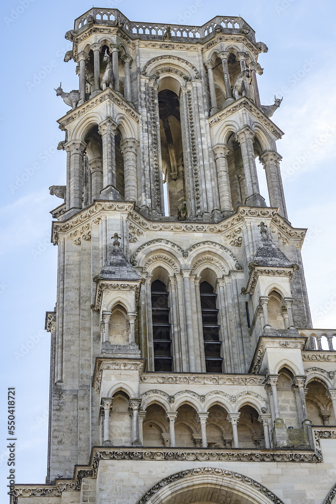 Laon Cathedral (Notre-Dame de Laon), Catholic Cathedral, one of most important examples of Gothic architecture (from XII and XIII centuries). Laon, Aisne, France.