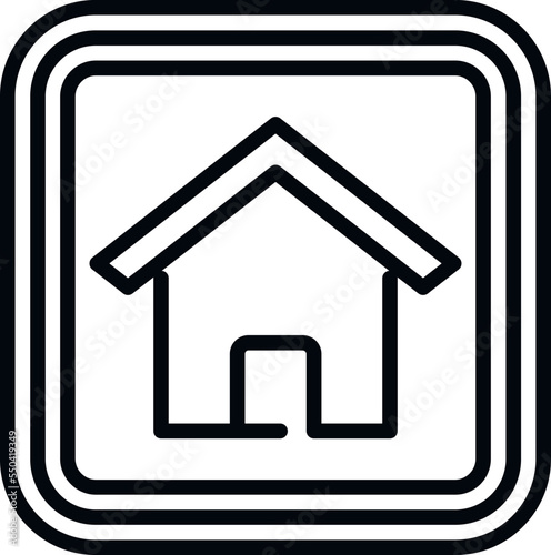 House button icon outline vector. Computer interface. Smile system