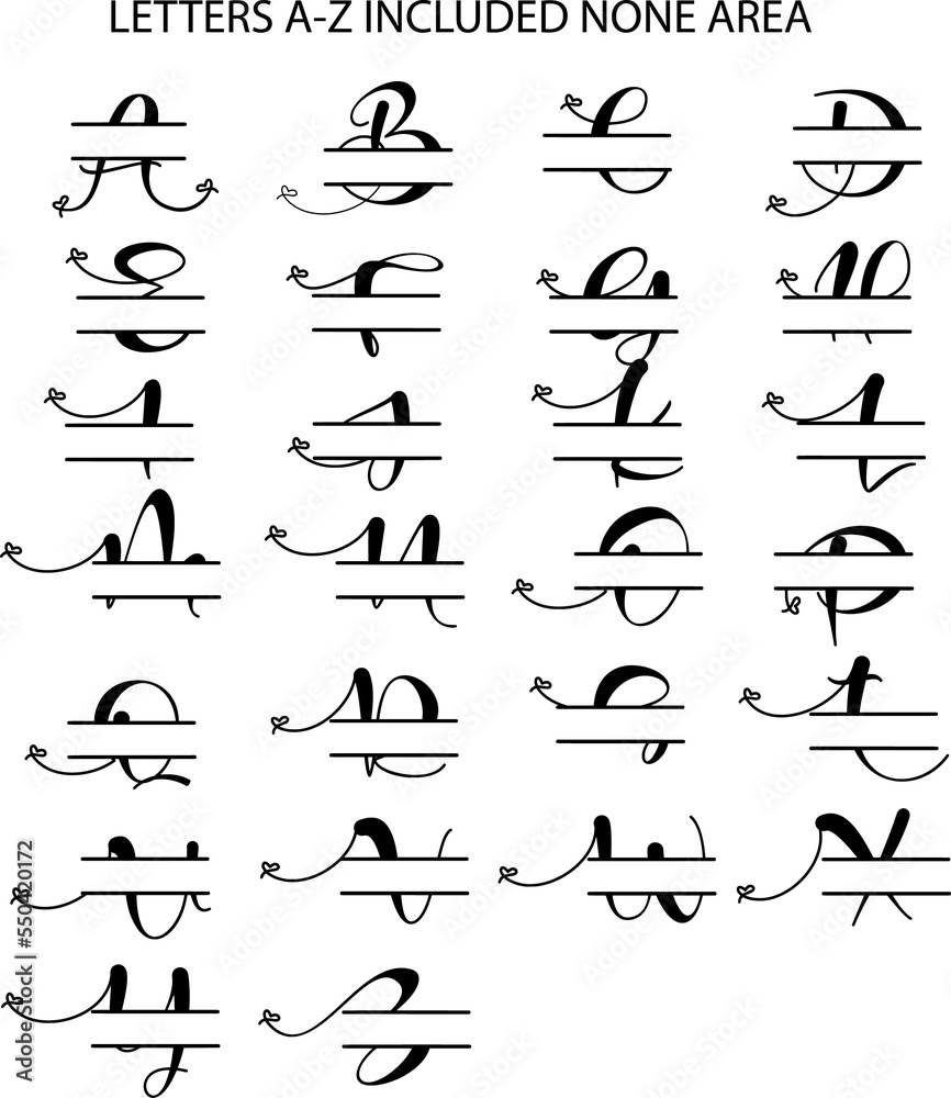 Split Monogram Names A-Z empty, svg, eps, ai and png files, ready for print Split Monogram Names A-Z empty, svg, eps, ai and png files, ready for print