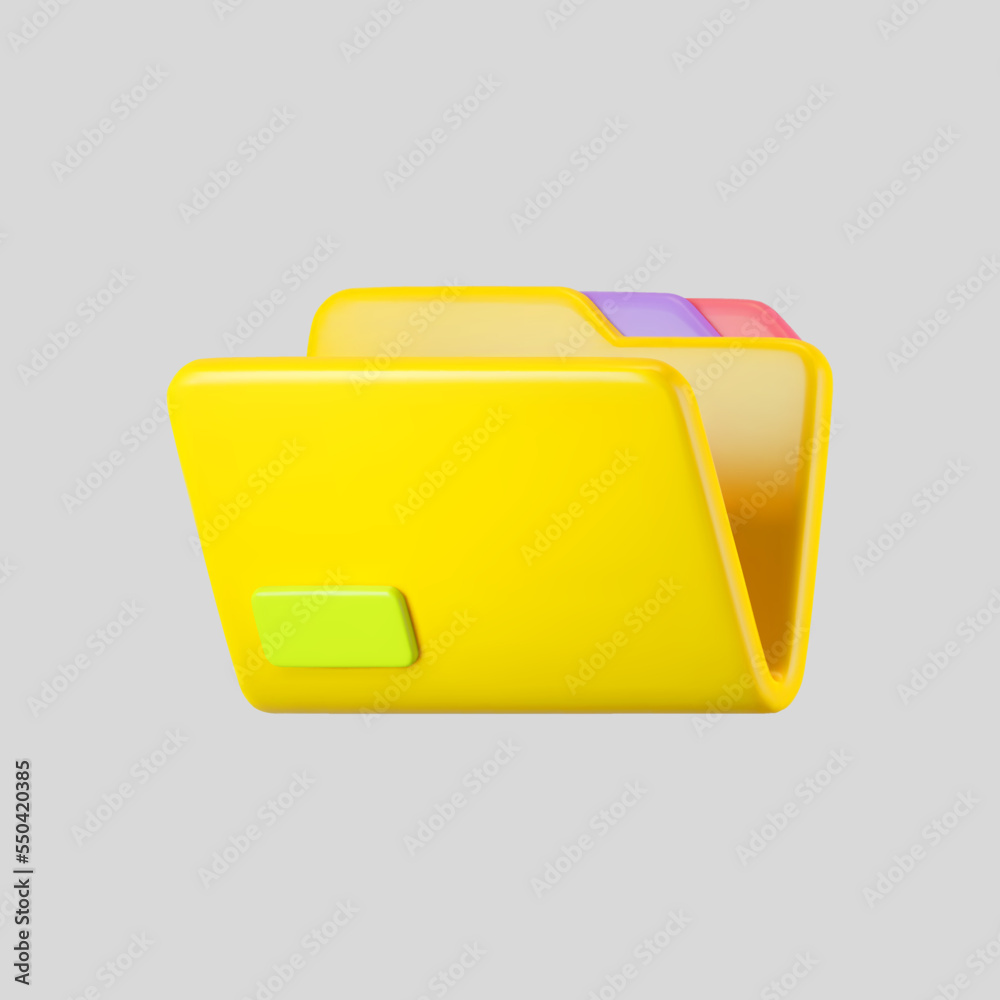 3d yellow open empty file folder icon without document isolated on background. Render folder with paper for management file concept. 3d cartoon simple vector illustration 3d yellow open empty file folder icon without document isolated on background. Render folder with paper for management file concept. 3d cartoon simple vector illustration