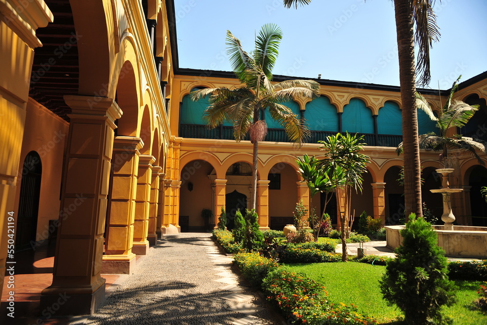 Fototapeta premium Lie Rosary anLima Peru, CIRCA 2014: View of the pool of the Santo Domingo convent . The convent was It was created in the 1530s under the patronage of Our Ld is located in the Historic Centre of Lima.