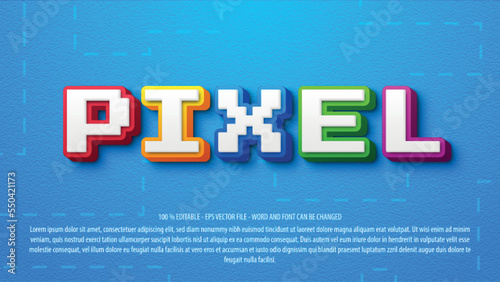 Colorful game pixel 3d style editable text effect