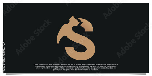 Creative initial letter S with hammer logo design unique concept Premium Vector