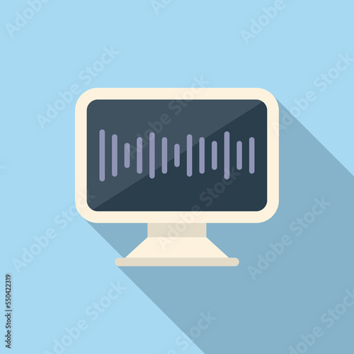 Lab monitor icon flat vector. Scientist research. Dna genetic