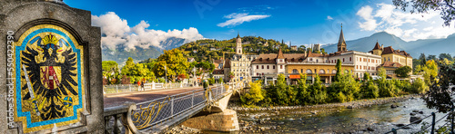 historic buildings at the old town of Meran in italy photo