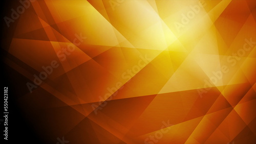 Dark orange glossy tech low poly abstract background