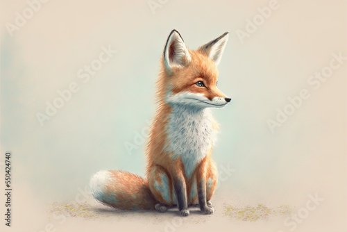 Cute Red Fox Illustration created with AI