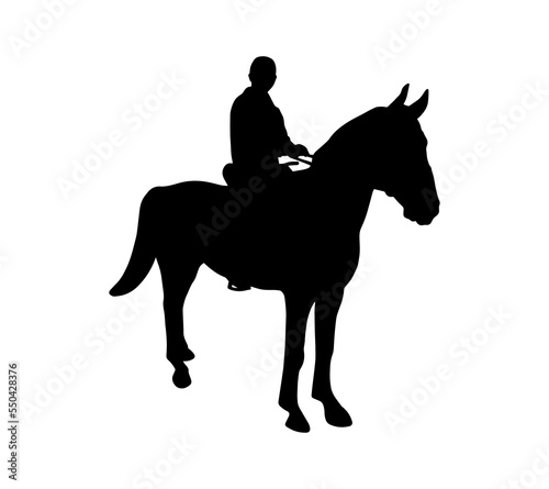 Horse animal silhouette shadow shape isolated on white background. Black simple emblem. Equestrian sport  horseback riding concept.