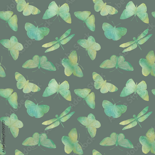 abstract watercolor background of butterflies  seamless pattern for design  print  wallpapers  invitations and wrapping paper. bright butterflies