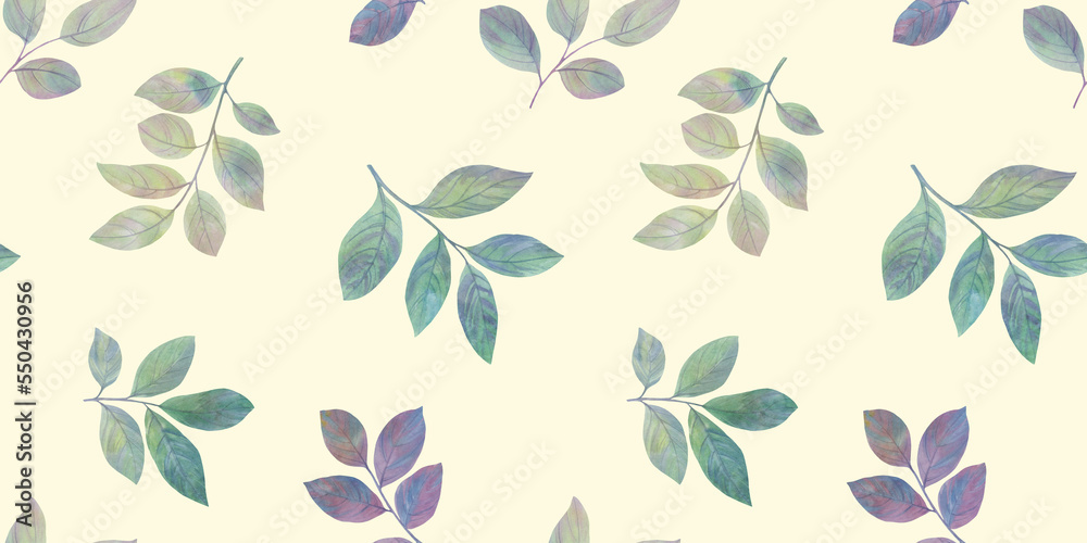Leaves watercolor seamless pattern. abstract botanical background Leaves watercolor seamless pattern. abstract botanical background