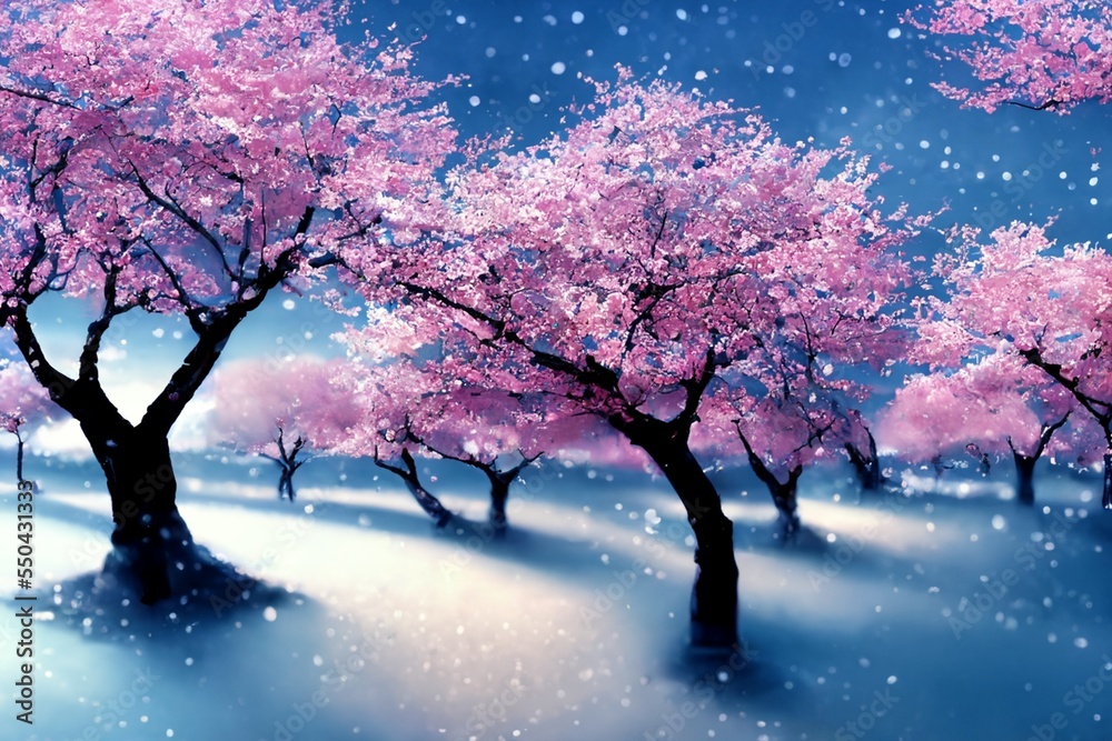 イラスト 桜 スノードーム 水晶 オブジェ クリスタル 雪