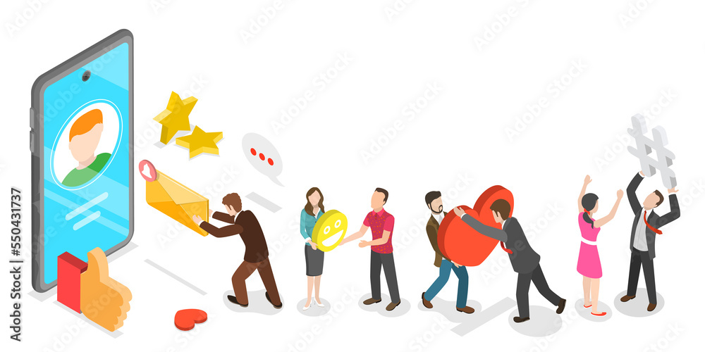 Fototapeta premium 3D Isometric Flat Vector Conceptual Illustration of Social Media