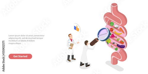 3D Isometric Flat Conceptual Illustration of Bowel Health Check