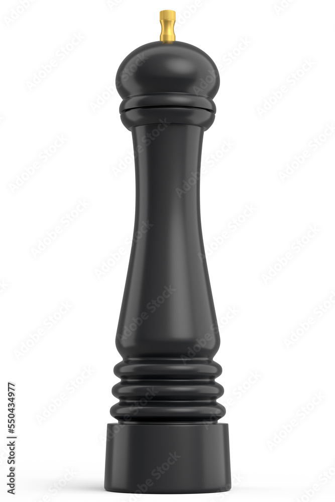 Salt or pepper wooden mill filled with peppercorns on white background. Salt or pepper wooden mill filled with peppercorns on white background.
