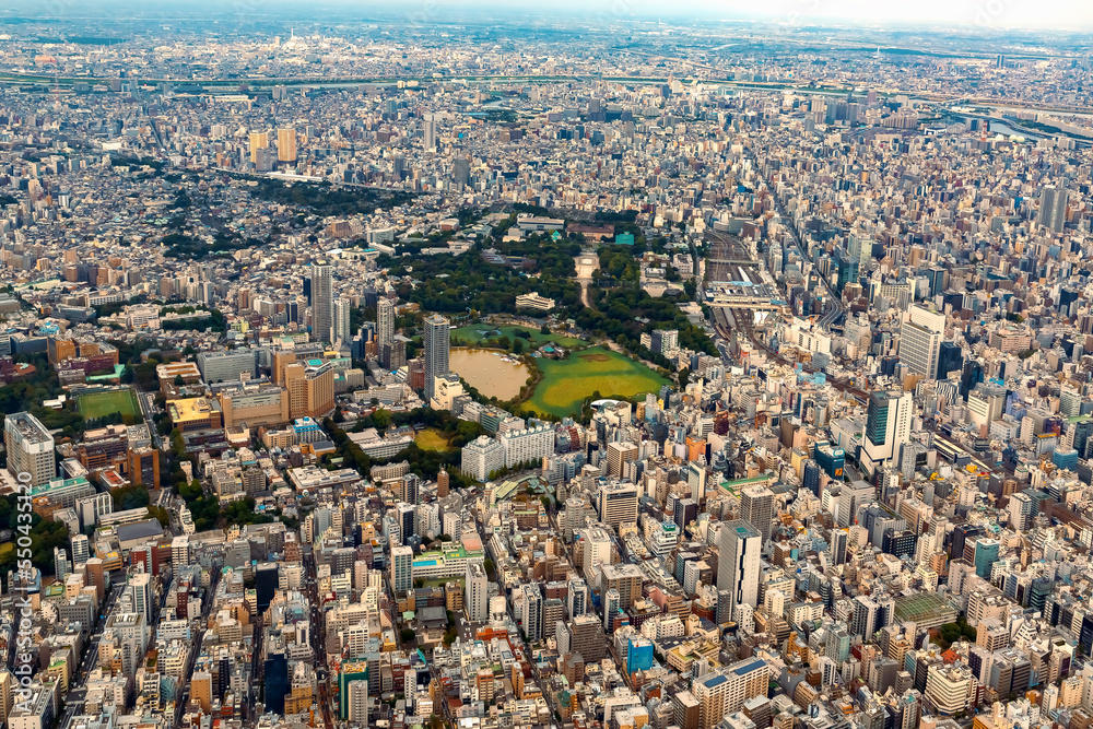 Aerial view of Taito City Tokyo, Japan