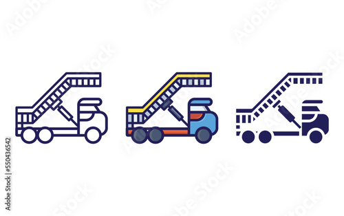 Airstairs line and glyph icon, vector illustration