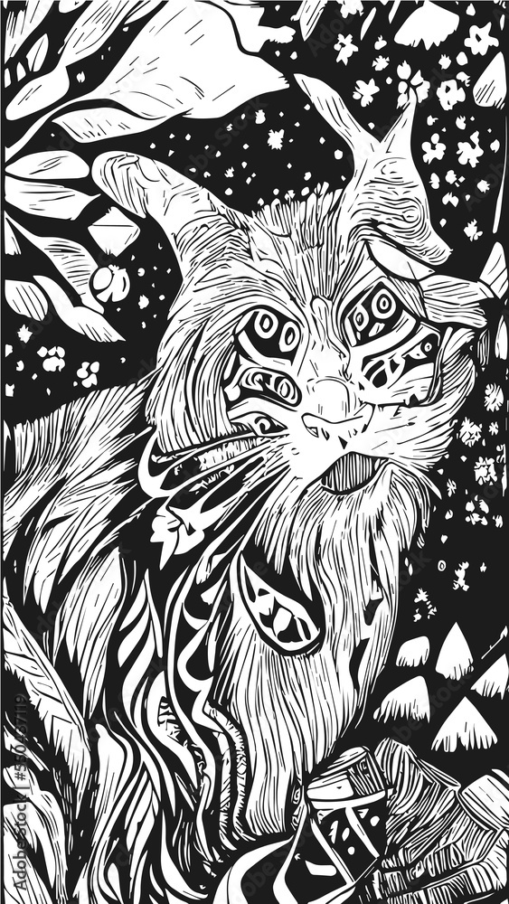 Fototapeta premium Christmas line-art